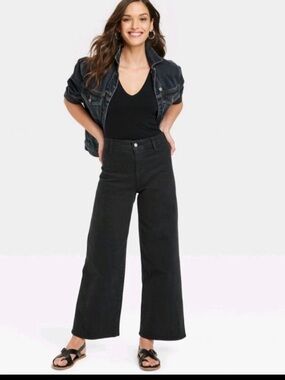 Universal Thread Women’s High-Rise Sailor Wide Leg Ankle Jeans Black Size 14